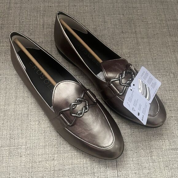 AEROSOLES Borgio Loafer Flat Size 10.5 Graphite NEW Career Modern Work Comfort - Picture 2 of 11